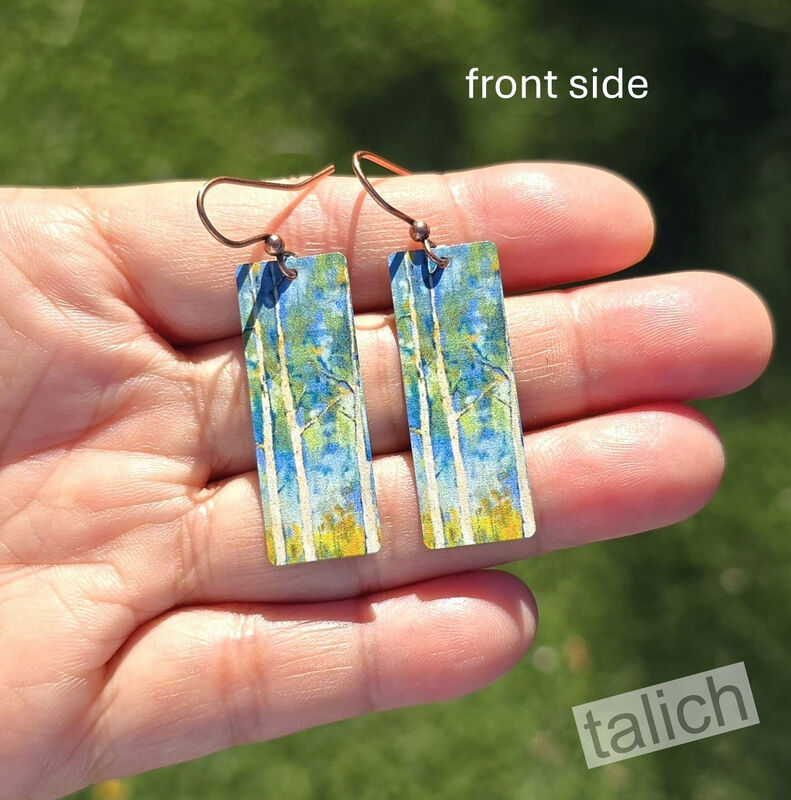 DC Designs - Springtime Aspen Art Print Long Rectangle Earrings SH57CE - product image 