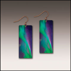 DC Designs - Green Northern Lights Art Print Long Rectangle Earrings NL3CE - product images 1 of 6