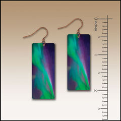 DC Designs - Green Northern Lights Art Print Long Rectangle Earrings NL3CE - product images 2 of 6