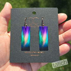 DC Designs - Purple Northern Lights Art Print Long Rectangle Earrings NL2CE - product images 5 of 6