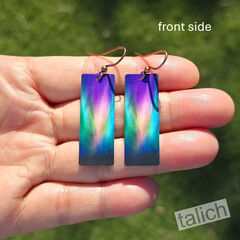 DC Designs - Purple Northern Lights Art Print Long Rectangle Earrings NL2CE - product images 3 of 6