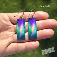 DC Designs - Purple Northern Lights Art Print Long Rectangle Earrings NL2CE - product images 4 of 6