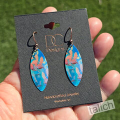 DC Designs - Abstract Foliage Large Leaf Point Earrings in Turquoise and Pink - product images 4 of 4
