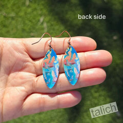 DC Designs - Abstract Foliage Large Leaf Point Earrings in Turquoise and Pink - product images 3 of 4