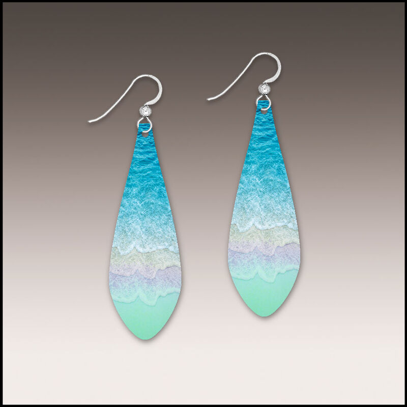 DC Designs - Beach Blue Ombre Long Teardrop  Sterling Silver Hook Earrings - product image 