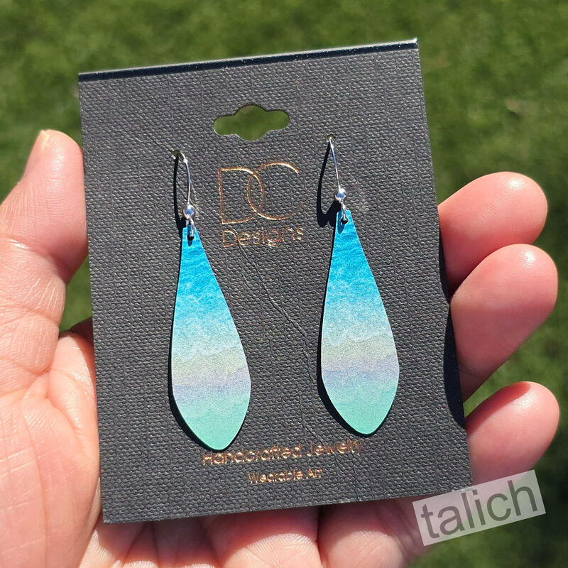 DC Designs - Beach Blue Ombre Long Teardrop  Sterling Silver Hook Earrings - product image 