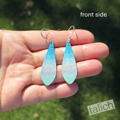 DC Designs - Beach Blue Ombre Long Teardrop  Sterling Silver Hook Earrings - product images 2 of 4