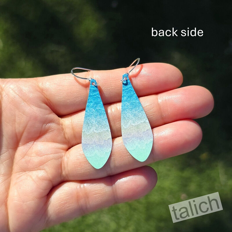 DC Designs - Beach Blue Ombre Long Teardrop  Sterling Silver Hook Earrings - product image 