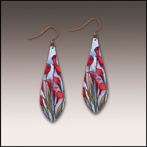 DC,Designs,-,Red,Calla,Lily,Flower,Art,Print,Long,Teardrop,Earrings,DC Designs Jewelry, Art Print Earrings, DC Designs Earrings, Handmade Colorado