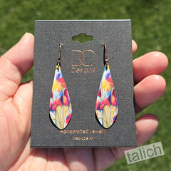 DC Designs - Multicolor Floral Art Print Long Teardrop Earrings - product images 4 of 4