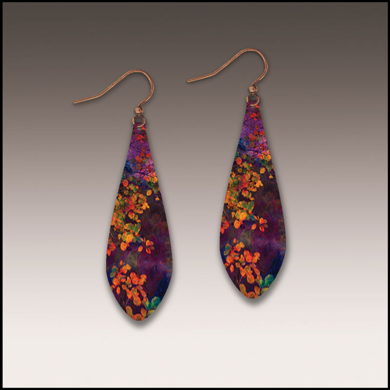 DC Designs - Dark Purple Foliage Art Print Long Teardrop Earrings - product image 