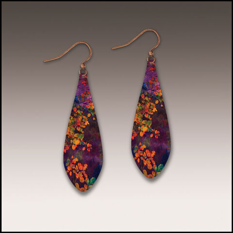DC,Designs,-,Dark,Purple,Foliage,Art,Print,Long,Teardrop,Earrings,DC Designs Jewelry, Art Print Earrings, DC Designs Earrings, Handmade Colorado