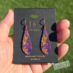 DC Designs - Dark Purple Foliage Art Print Long Teardrop Earrings - product images 4 of 4