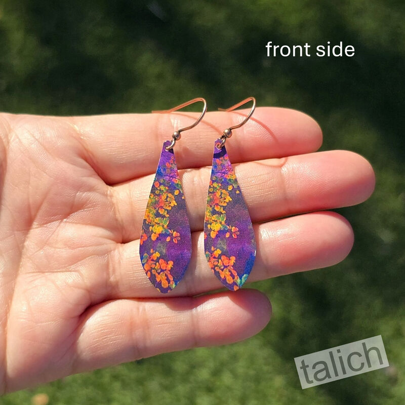 DC Designs - Dark Purple Foliage Art Print Long Teardrop Earrings - product image 