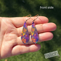 DC Designs - Dark Purple Foliage Art Print Long Teardrop Earrings - product images 2 of 4