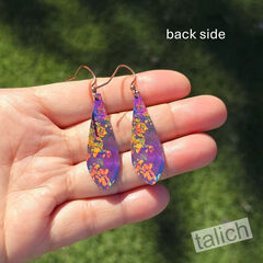 DC Designs - Dark Purple Foliage Art Print Long Teardrop Earrings - product images 3 of 4