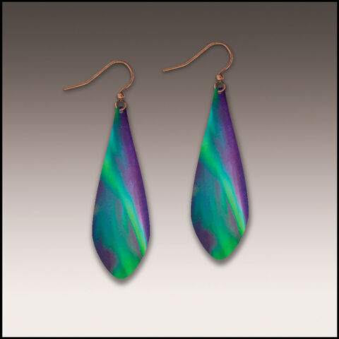 DC,Designs,-,Green,Northern,Lights,Art,Print,Long,Teardrop,Earrings,DC Designs Jewelry, Art Print Earrings, DC Designs Earrings, Handmade Colorado