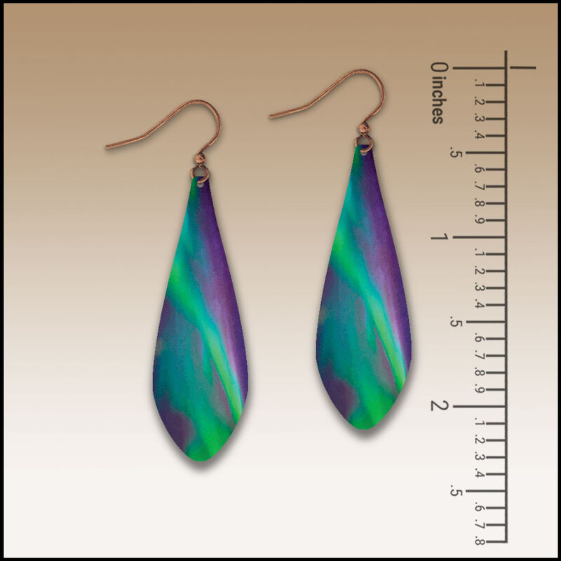 DC Designs - Green Northern Lights Art Print Long Teardrop Earrings - product image 