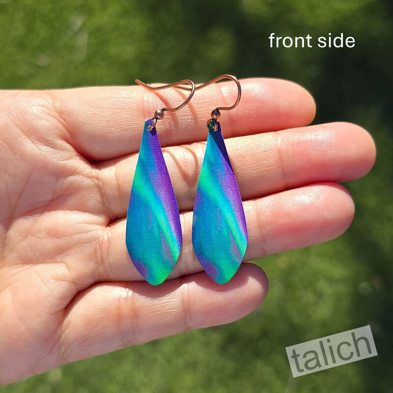 DC Designs - Green Northern Lights Art Print Long Teardrop Earrings - product image 