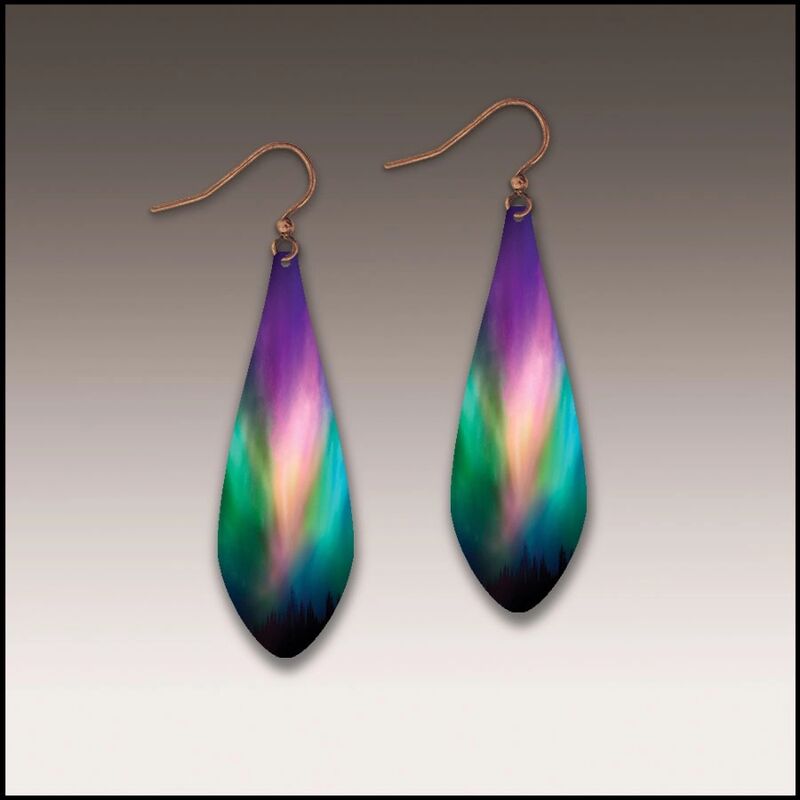 DC Designs - Purple Northern Lights Art Print Long Teardrop Earrings - product image 
