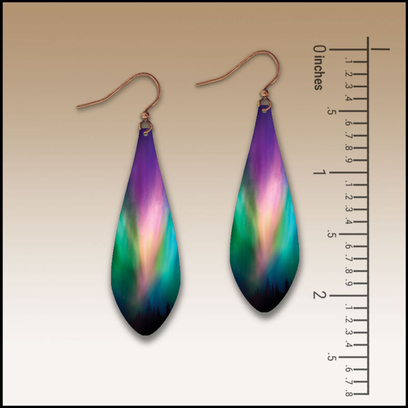 DC Designs - Purple Northern Lights Art Print Long Teardrop Earrings - product image 