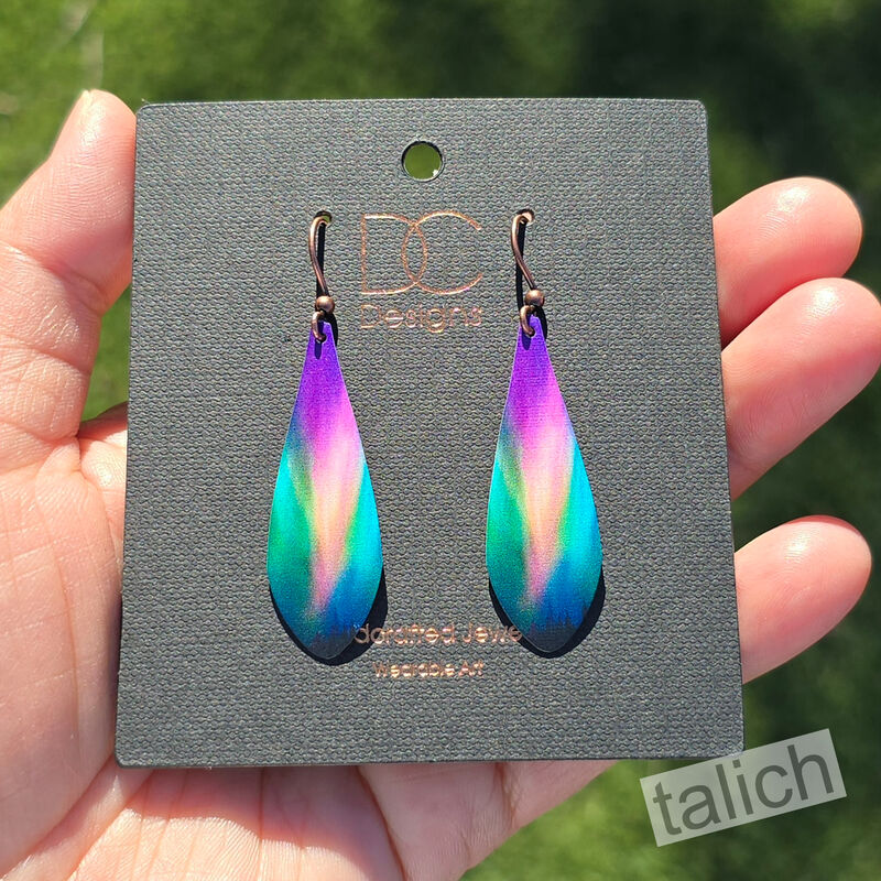 DC Designs - Purple Northern Lights Art Print Long Teardrop Earrings - product image 