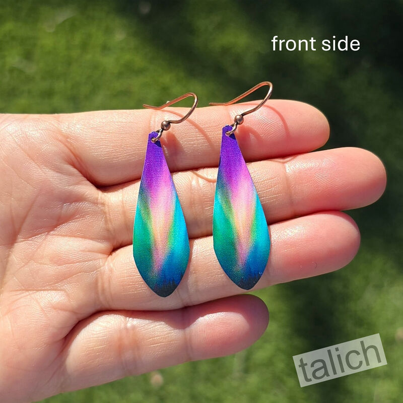 DC Designs - Purple Northern Lights Art Print Long Teardrop Earrings - product image 