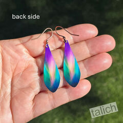 DC Designs - Purple Northern Lights Art Print Long Teardrop Earrings - product images 4 of 6