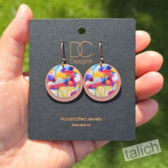 DC Designs - Multicolor Floral Art Layered Copper Disc Earrings SH56RE - product images 5 of 5