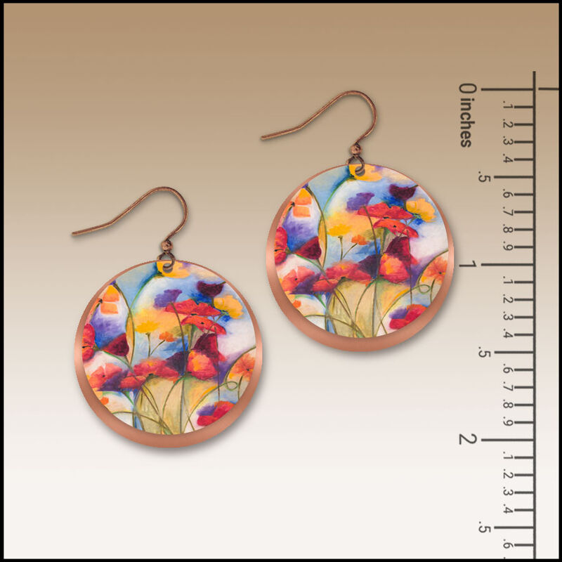DC Designs - Multicolor Floral Art Layered Copper Disc Earrings SH56RE - product image 