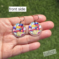 DC Designs - Multicolor Floral Art Layered Copper Disc Earrings SH56RE - product images 3 of 5