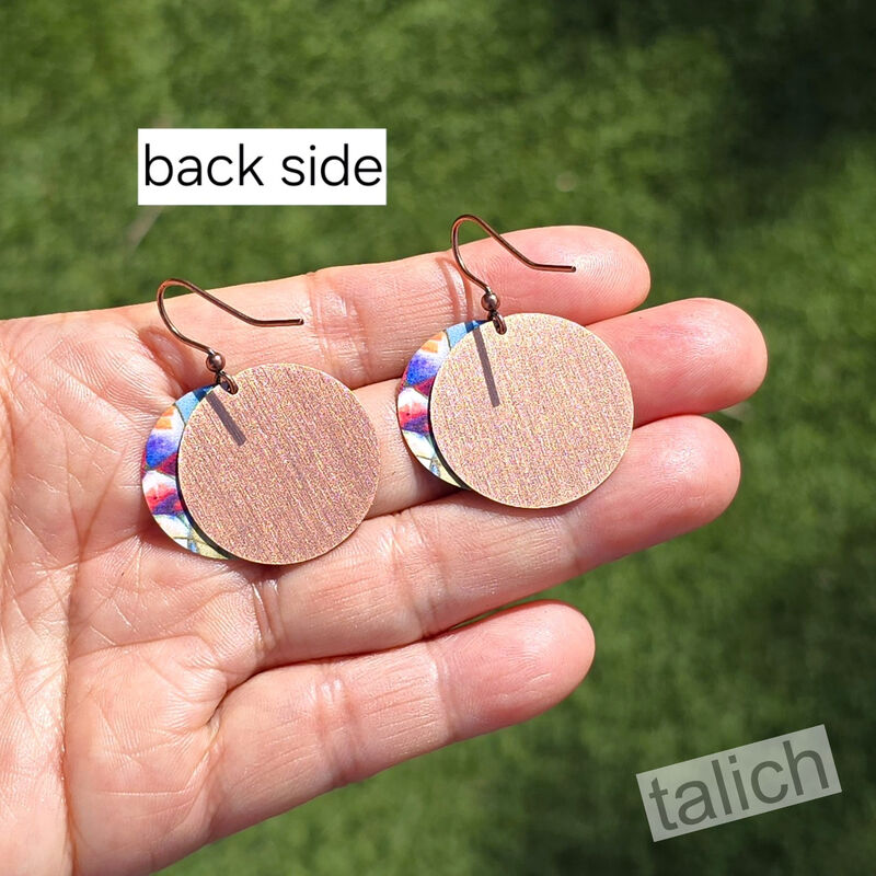 DC Designs - Multicolor Floral Art Layered Copper Disc Earrings SH56RE - product image 