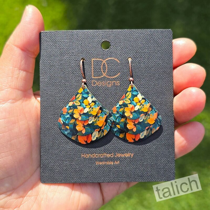 DC Designs - Dark Floral Layered Wide Teardrop Earrings HM03GE - product image 