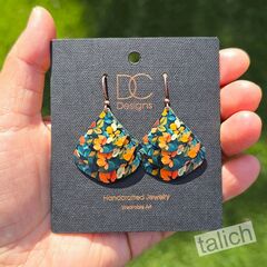 DC Designs - Dark Floral Layered Wide Teardrop Earrings HM03GE - product images 5 of 5