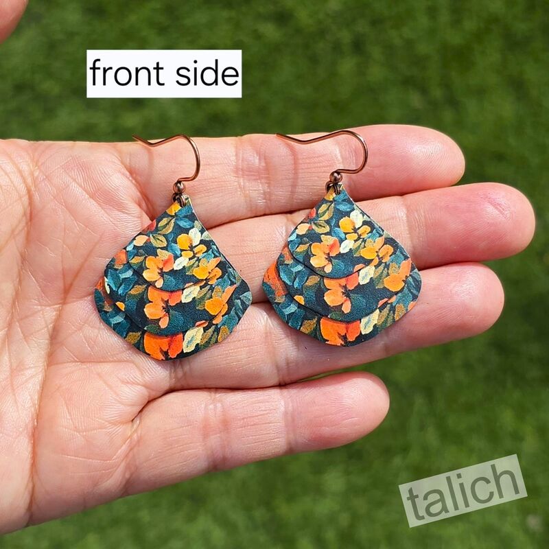 DC Designs - Dark Floral Layered Wide Teardrop Earrings HM03GE - product image 
