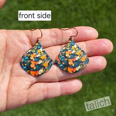DC Designs - Dark Floral Layered Wide Teardrop Earrings HM03GE - product images 3 of 5