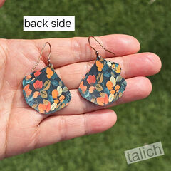 DC Designs - Dark Floral Layered Wide Teardrop Earrings HM03GE - product images 4 of 5