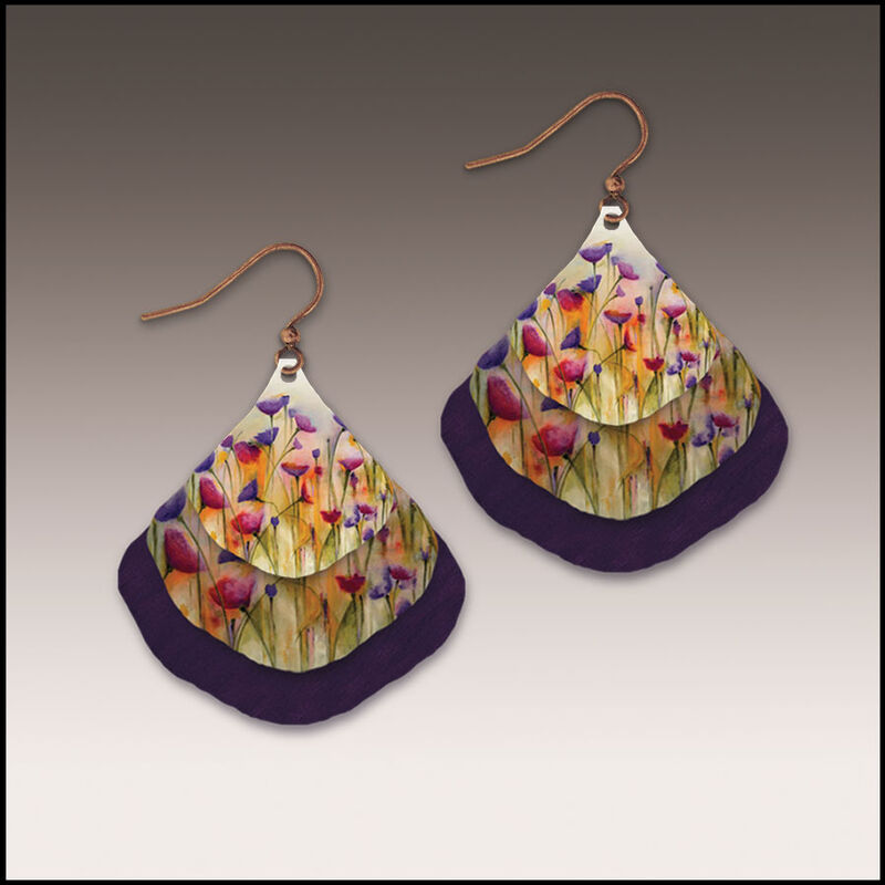 DC Designs - Retro Florals Layered Wide Teardrop Earrings 12NGE - product image 