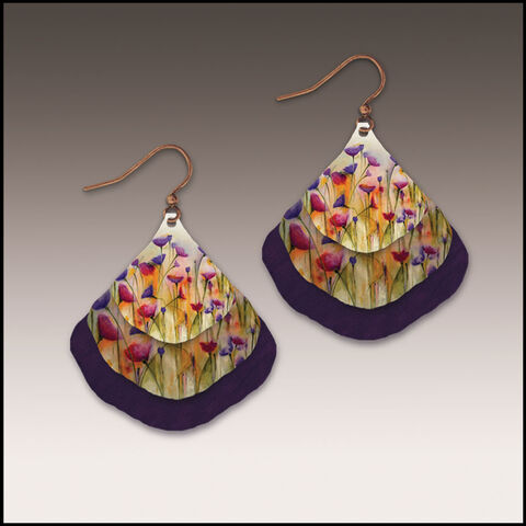 DC,Designs,-,Retro,Florals,Layered,Wide,Teardrop,Earrings,12NGE,DC Designs Jewelry, Art Print Earrings, DC Designs Earrings, Handmade Colorado