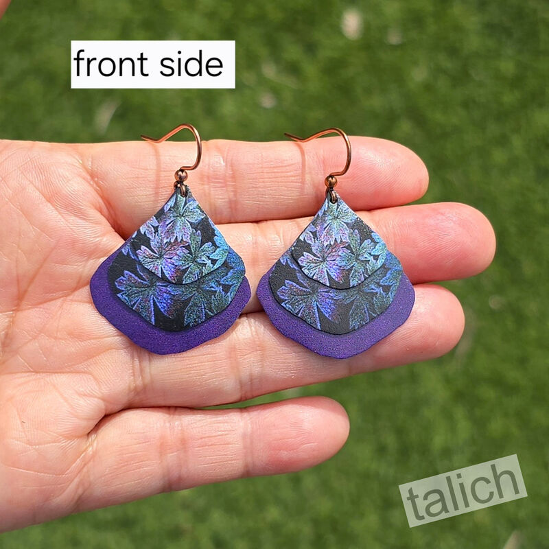 DC Designs - Frosted Leaves Layered Wide Teardrop Earrings 3096GE - product image 