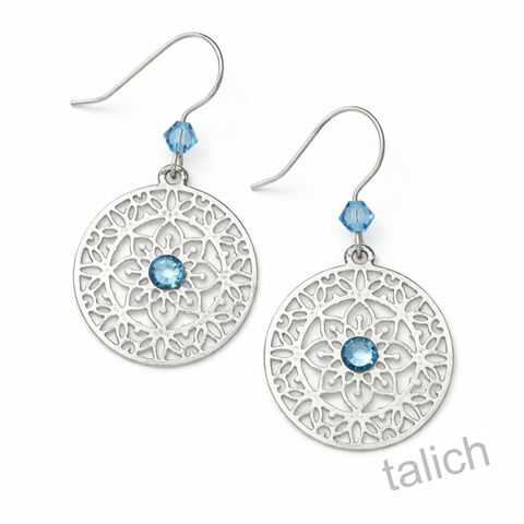 Adajio,Earrings,-,Shiny,Silver,Mandala,with,Blue,Beads,Adajio Earrings, Adajio earrings Sienna Sky, Adajio Jewelry, Adajio Colorado, Adajio 8058