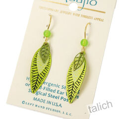 Adajio Earrings - Three-Part Slender Leaves in Bright Spring Green - product images 3 of 5