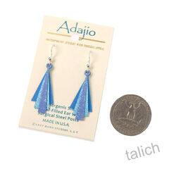 Adajio Earrings - 3 Part Layered Triangles in Blue Hues - product images 4 of 5