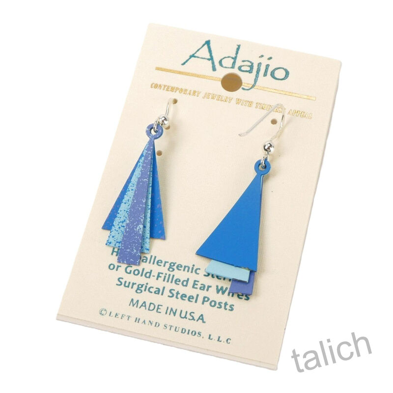 Adajio Earrings - 3 Part Layered Triangles in Blue Hues - product image 