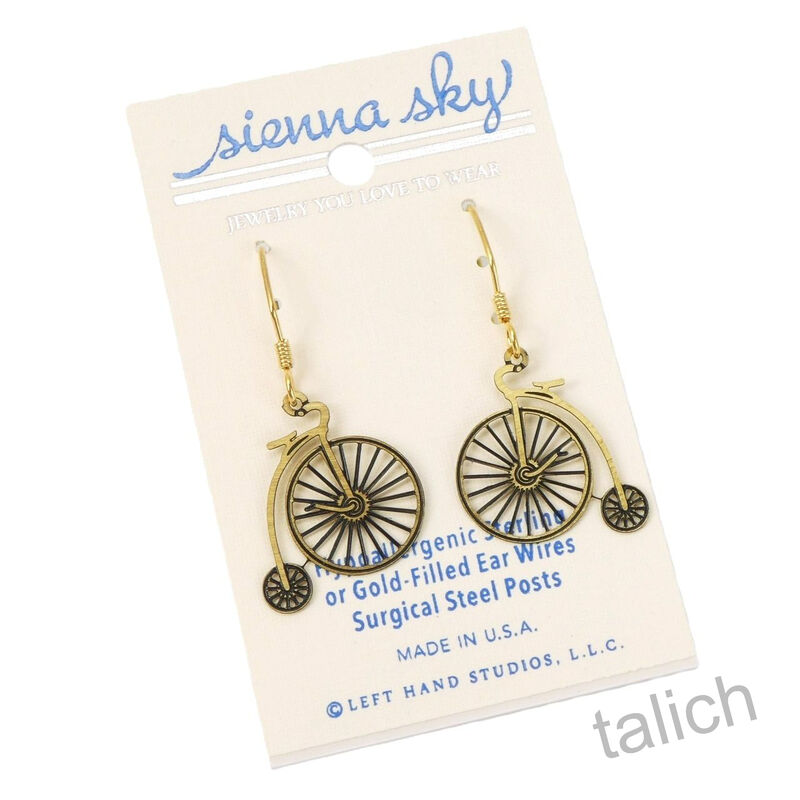 Sienna Sky Earrings - Vintage Velocipede Bicycle - product image 