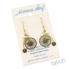 Sienna Sky Earrings - Vintage Velocipede Bicycle - product images 2 of 4