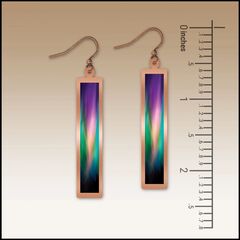 DC Designs - Purple Northern Lights Art Print Copper Frame Linear Long Column Earrings - product images 2 of 5