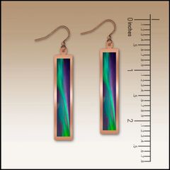 DC Designs - Green Northern Lights Art Print Copper Frame Linear Long Column Earrings - product images 2 of 5