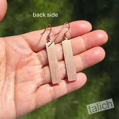 DC Designs - Green Northern Lights Art Print Copper Frame Linear Long Column Earrings - product images 4 of 5