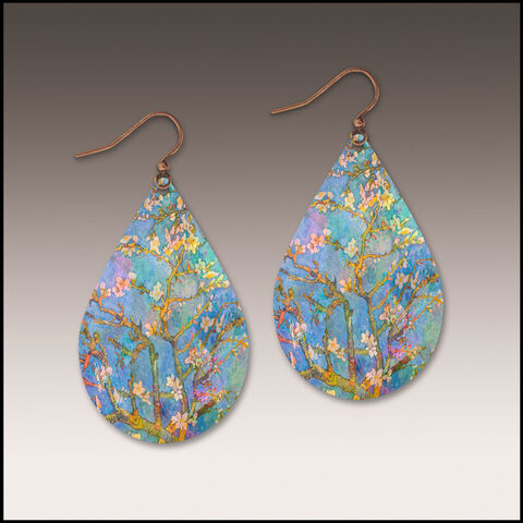 DC,Designs,-,Almond,Branches,Large,Teardrop,Earrings,DC Designs Jewelry, Art Print Earrings, DC Designs Earrings, Handmade Colorado